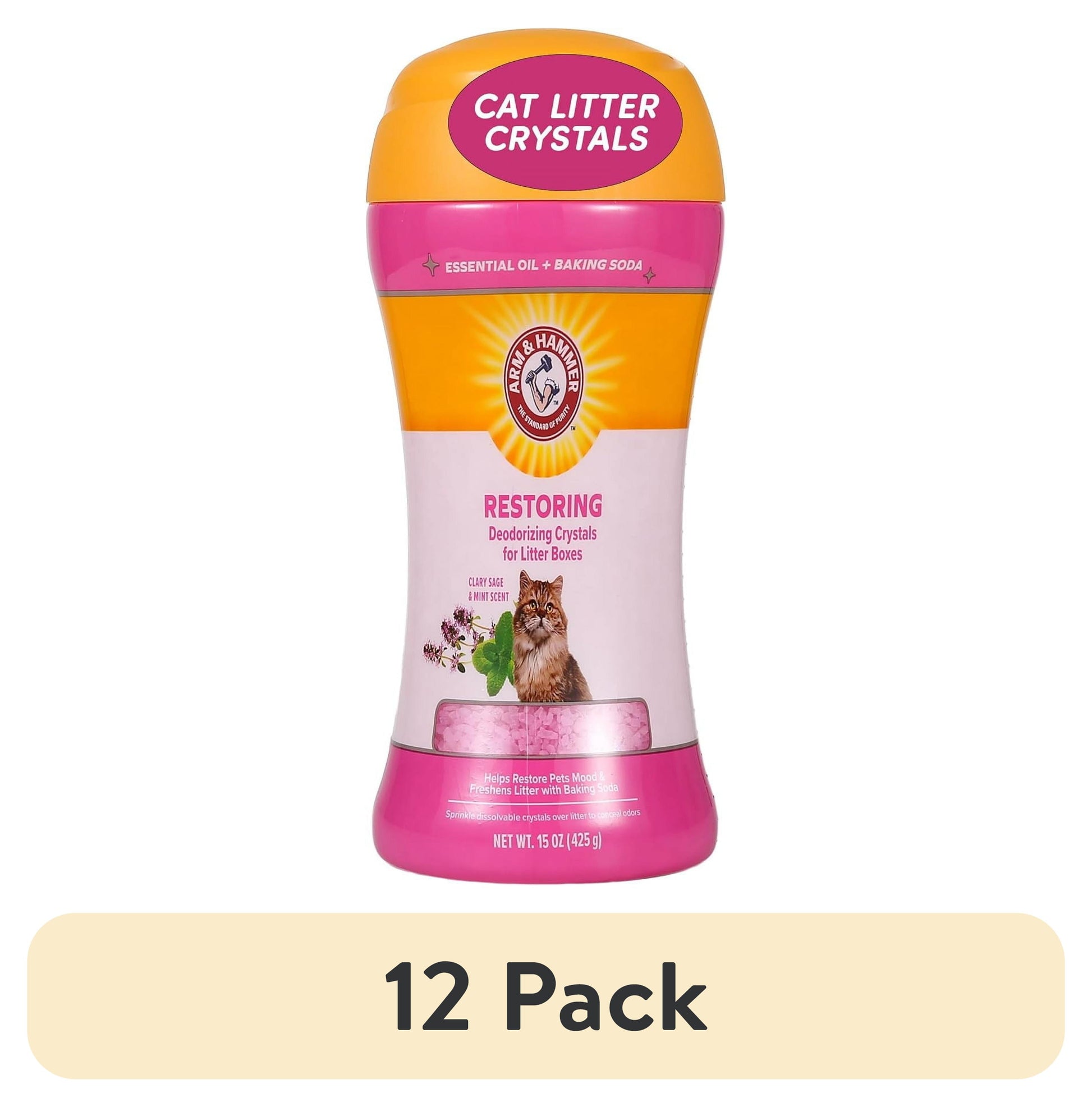 (12 Pack)  Deodorizing Cat Litter Crystals for Litter Boxes, Clary Sage & Mint Scent 15 Oz.