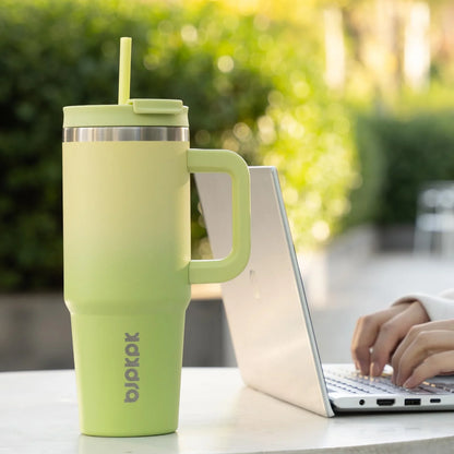 Insulated Tumblers with Handle and Straw 30 Oz Stainless Steel Tumbler Cups with Lid,Mint