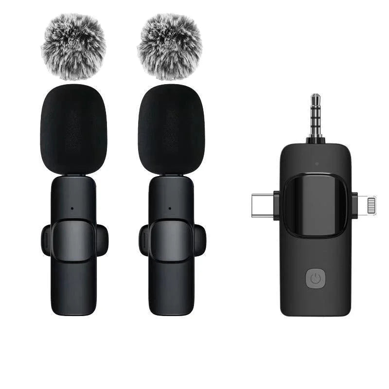 Lavalier Microphone Wireless Audio Recording Mini Replaceable Windproof Wool Microphone for Mobile Phones Shoot Vlog Youtube