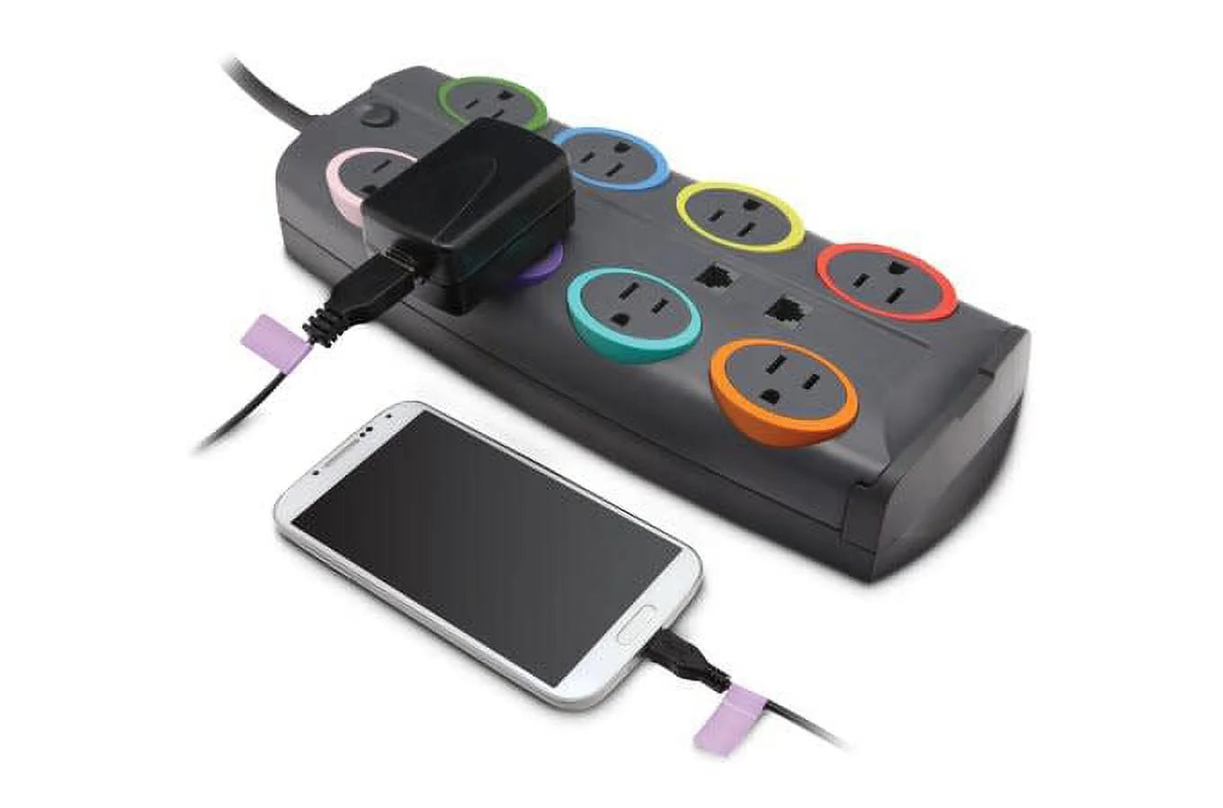 Smartsockets Premium Adapter Model Surge Protector, 8 AC Outlets, 8 Ft Cord, 3,090 J, Dark Gray