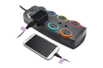 Smartsockets Premium Adapter Model Surge Protector, 8 AC Outlets, 8 Ft Cord, 3,090 J, Dark Gray