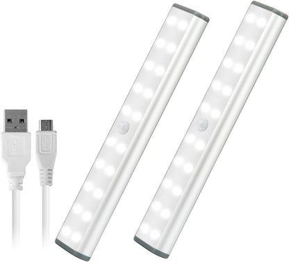 LED Motion Sensor Cabinet Light,Under Counter Closet Lighting, 20 LED Wireless USB Rechargeable Kitchen Lights,Battery Powered Operated Light, Magnetic Removable Stick on Lights for Wardrobe,Cupboard