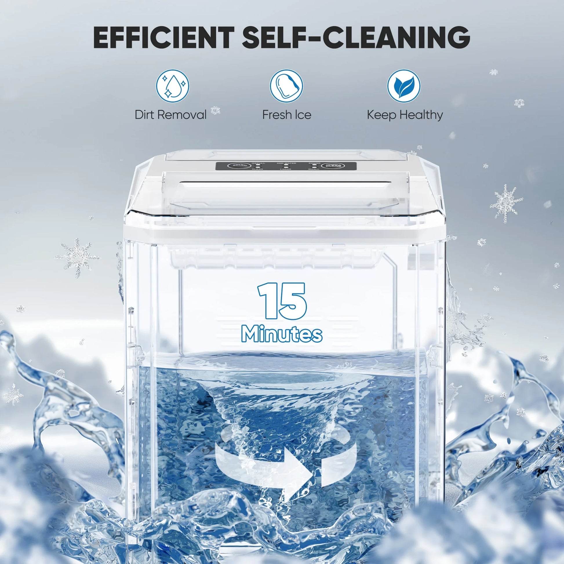 Countertop Ice Maker,9 Cubes in 6 Minutes, Self-Cleaning, with Ice Basket & Scoop, 26Lbs/24H,Black