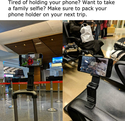 Universal Airplane Travel Phone Holder Mount, Hands-Free Viewing with Dual 360° Rotation, Black