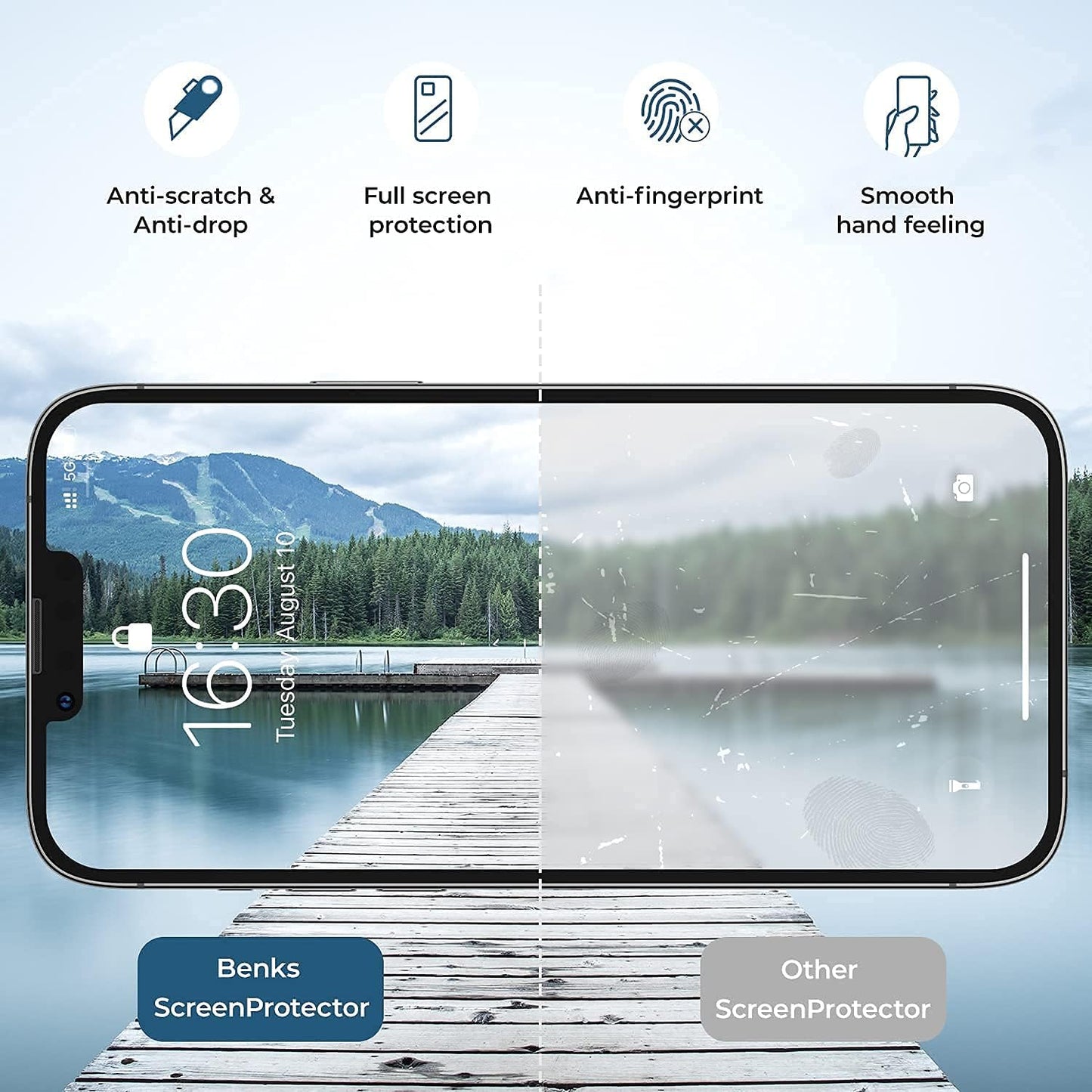 Designed for Iphone 13 Pro, [4 Pack] 2 Pack Screen Protector + 2 Pack Camera Lens Protector with 0 Failure Easy Install Kit,  Premium Tempered Glass Screen, HD Full Coverage Protection Anti- Scratch, Compatible with Iphone 13 Pro (6.1”)