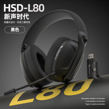 -L80 Bluetooth Wireless Three-Mode Headphones Headset Lightweight Headset 2.4G Gaming Headsets Sports Bass