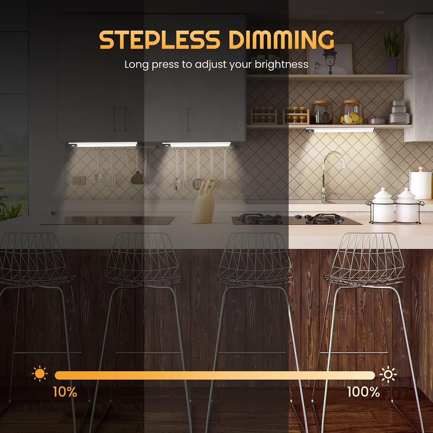 under Cabinet Lights, 32 LED Closet Light Motion Activated, Dimmable Rechargeable under Cabinet Lighting for Closet, Kitchen Cabinet, Wardrobe, Cupboard, Warm White