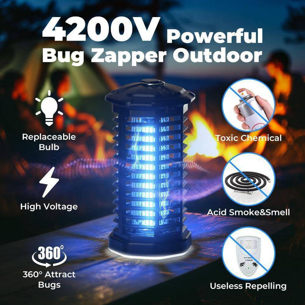 4200-Volt Electric Bug Zapper Repellent Waterproof Kills Mosquitoes and Flies Perfect for Home Patio Office