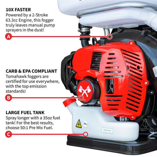 Tomahawk 3.7 Gal. Gas Backpack Mosquito Fogger Sprayer with 3HP Engine for Pest Control