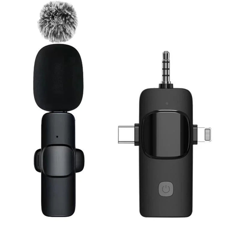 Lavalier Microphone Wireless Audio Recording Mini Replaceable Windproof Wool Microphone for Mobile Phones Shoot Vlog Youtube