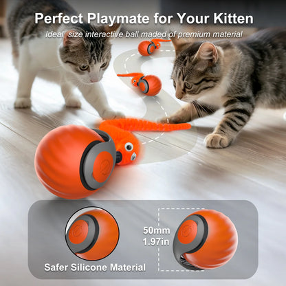 Cat Toys for Indoor Cat Toy Smart Interactive Cat Toy Ball Rechargeable Two Speed Adjustment for Bored Indoor Adult Cats, Red