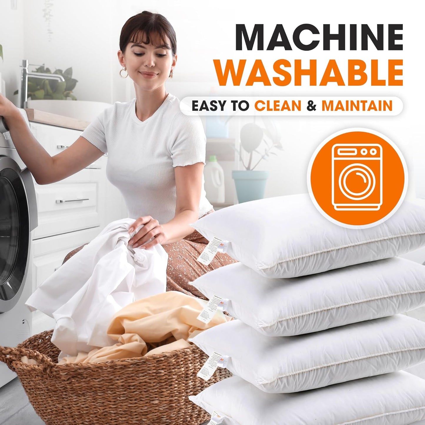 Standard Size Bed Pillows - down Alternative Pillows, Soft Bed Pillows & Positioners, Hotel Quality Standard Pillows Set of 4, Luxury Pillows for Comfortable and Restful Sleep