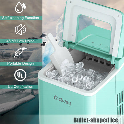 Portable Ice Maker Machine Countertop 26Lbs/24H Self-Cleaning W/ Scoop Green
