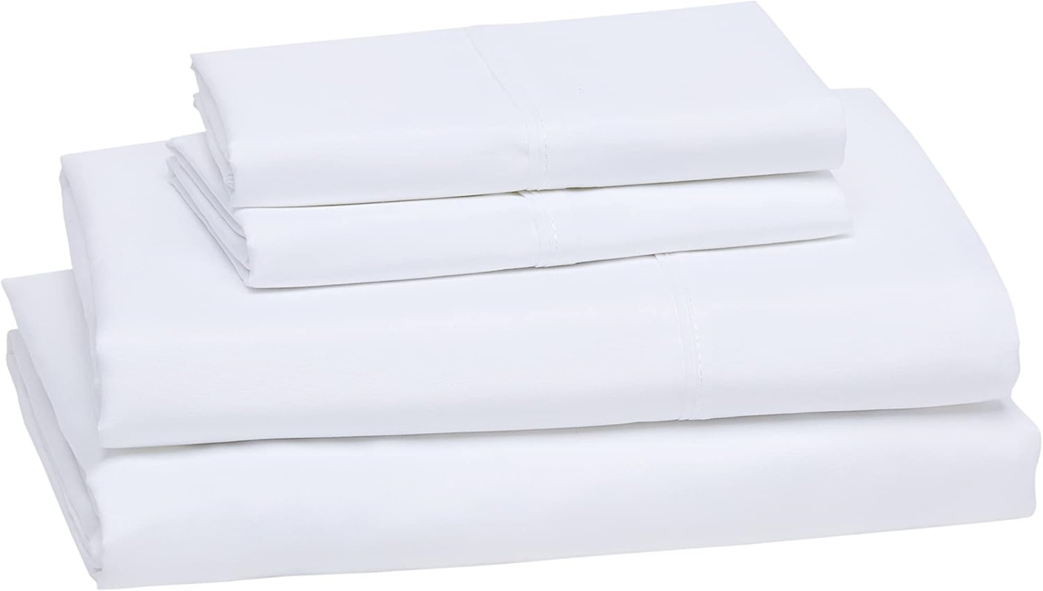 Amazon Basics 4 Piece Microfiber Lightweight Wrinkle-free Breathable Bed Sheet Set, Super Soft Easy Care, 14" Deep Pockets, Queen, Bright White, Solid