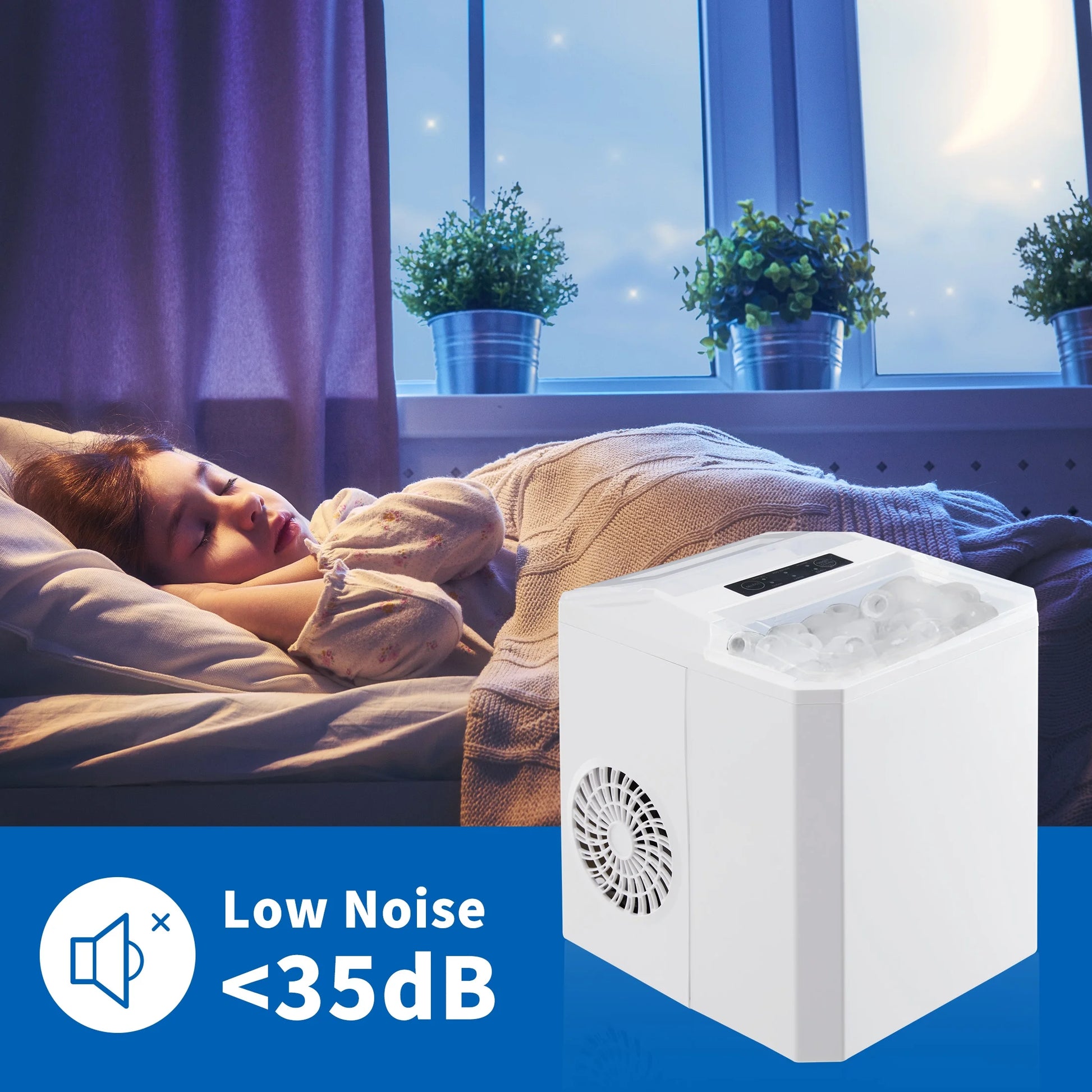 26.5 Lbs/Day Capacity Portable Ice Maker,Countertop Ice Maker,9 Ice Cubes Ready in 6 Mins, Self-Cleaning,With Basket & Scoop,For Home, Camping,White