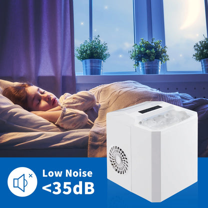 26.5 Lbs/Day Capacity Portable Ice Maker,Countertop Ice Maker,9 Ice Cubes Ready in 6 Mins, Self-Cleaning,With Basket & Scoop,For Home, Camping,White