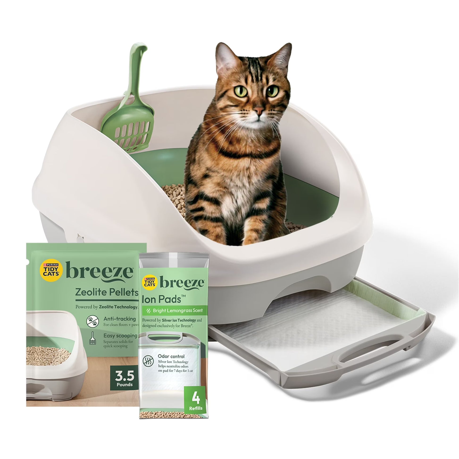 Purina  Breeze Cat Litter Box System Kit with Pellet Cat Litter, Litter Box, and Litter Box Pads