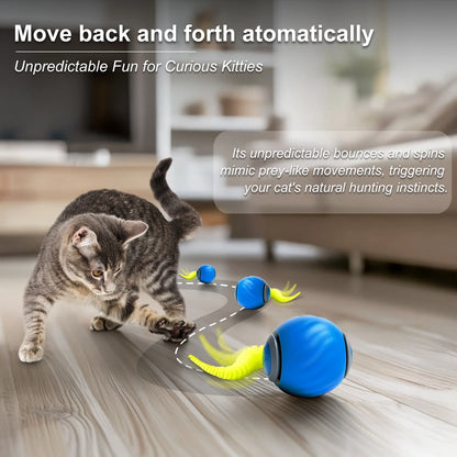 Cat Toys for Indoor Cat Toy Smart Interactive Cat Toy Ball Rechargeable Two Speed Adjustment for Bored Indoor Adult Cats 2 Packs(Blue+Orange)
