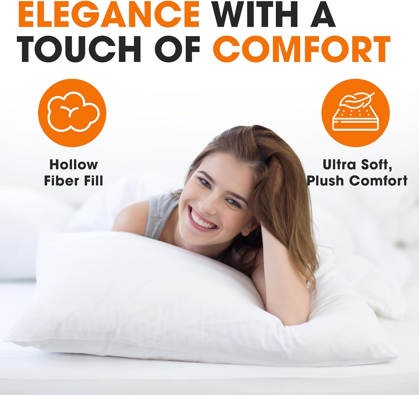 Standard Size Bed Pillows - down Alternative Pillows, Soft Bed Pillows & Positioners, Hotel Quality Standard Pillows Set of 4, Luxury Pillows for Comfortable and Restful Sleep