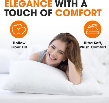 Standard Size Bed Pillows - down Alternative Pillows, Soft Bed Pillows & Positioners, Hotel Quality Standard Pillows Set of 4, Luxury Pillows for Comfortable and Restful Sleep