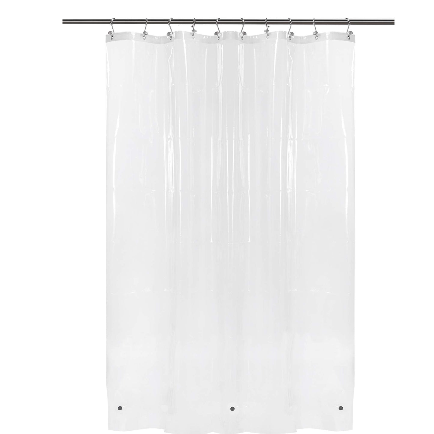 Barossa Design Plastic Shower Liner Clear - Premium PEVA Shower Curtain Liner with Rustproof Grommets and 3 Magnets, Waterproof Cute Lightweight Standard Size Bathroom Curtains - Clear