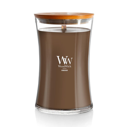 WoodWick Hourglass Scented Candle, Wood Smoke, 21.5 oz., Large, Up to 130 Hours of Burn Time, Fall Candle with Crackling Wick, Soy Wax Blend, Halloween Candle