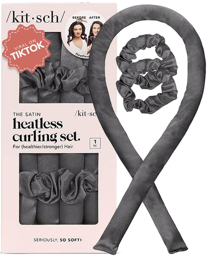 Kitsch Satin Heatless Hair Curler Set - Heatless Curls Overnight, Hair Rollers for Soft Curls & Frizz-Free Styling, No Heat Curlers To Sleep in, Curling Rod Headband with 2 Scrunchies - Sunset Tie Dye