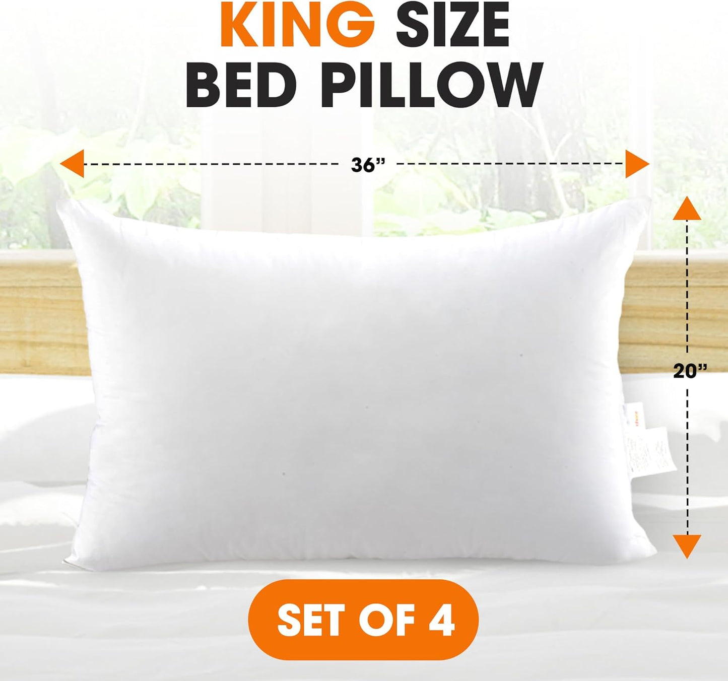 Standard Size Bed Pillows - down Alternative Pillows, Soft Bed Pillows & Positioners, Hotel Quality Standard Pillows Set of 4, Luxury Pillows for Comfortable and Restful Sleep