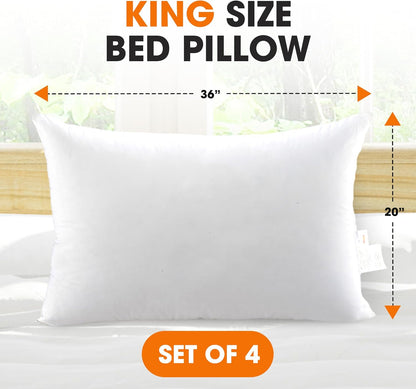 Standard Size Bed Pillows - down Alternative Pillows, Soft Bed Pillows & Positioners, Hotel Quality Standard Pillows Set of 4, Luxury Pillows for Comfortable and Restful Sleep