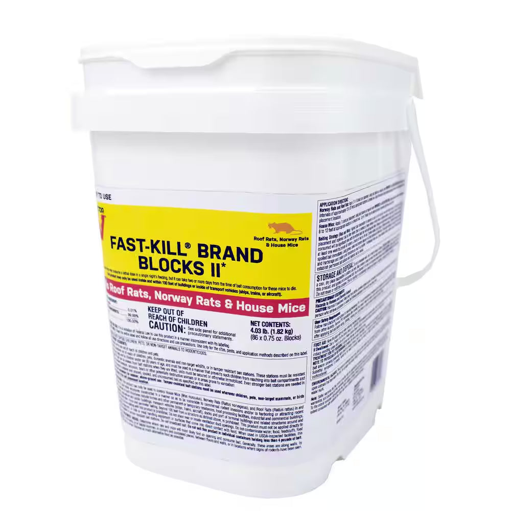 4LB Fast-Kill Heavy-Duty Easy-To-Use Rodenticide Bait Blocks - Includes 86 Blocks