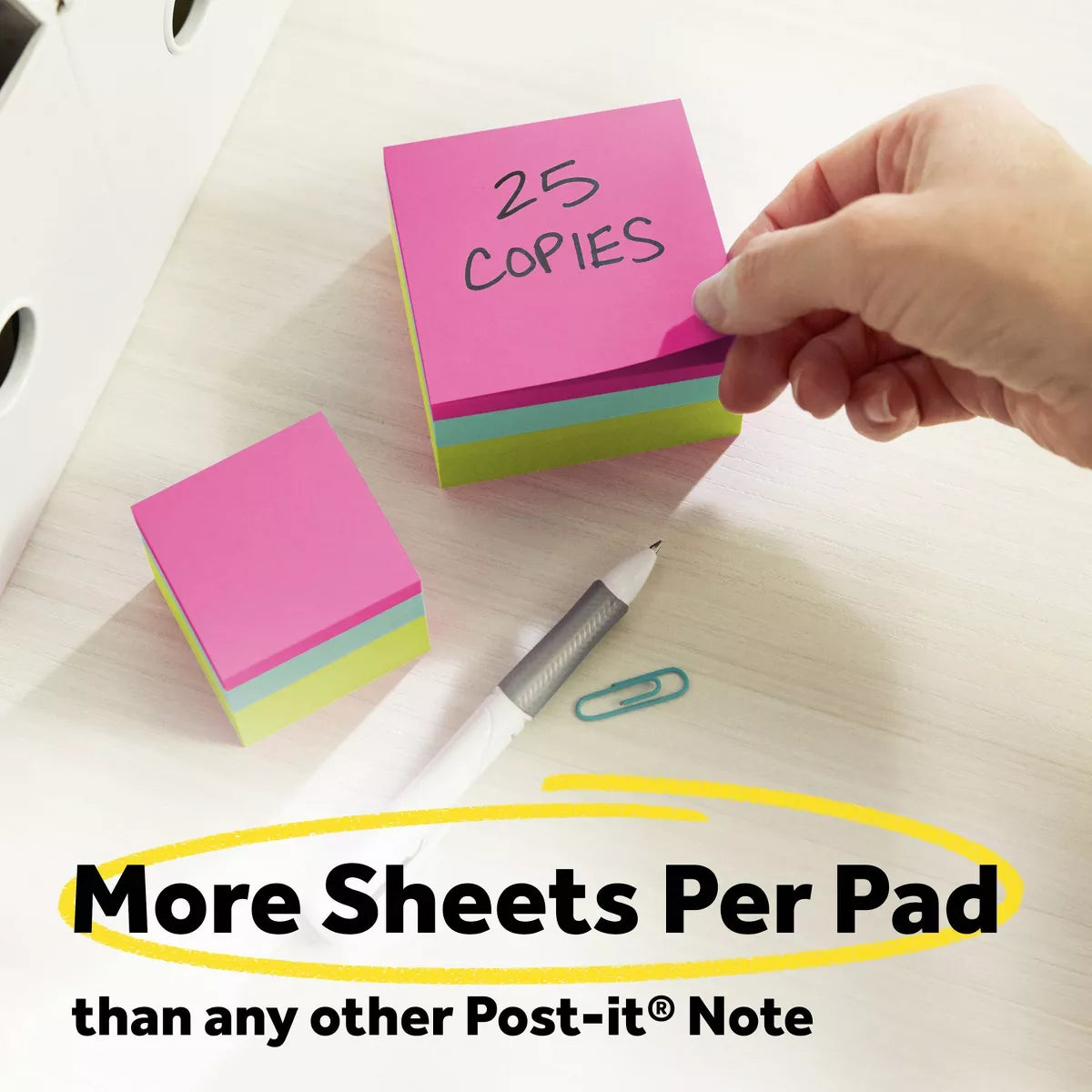 Post-It 3" X 3" Notes Cube 400 Sheets/Cube - Pink Wave: Multicolor Sticky Notes, Uncoated Paper, Art & Design Theme