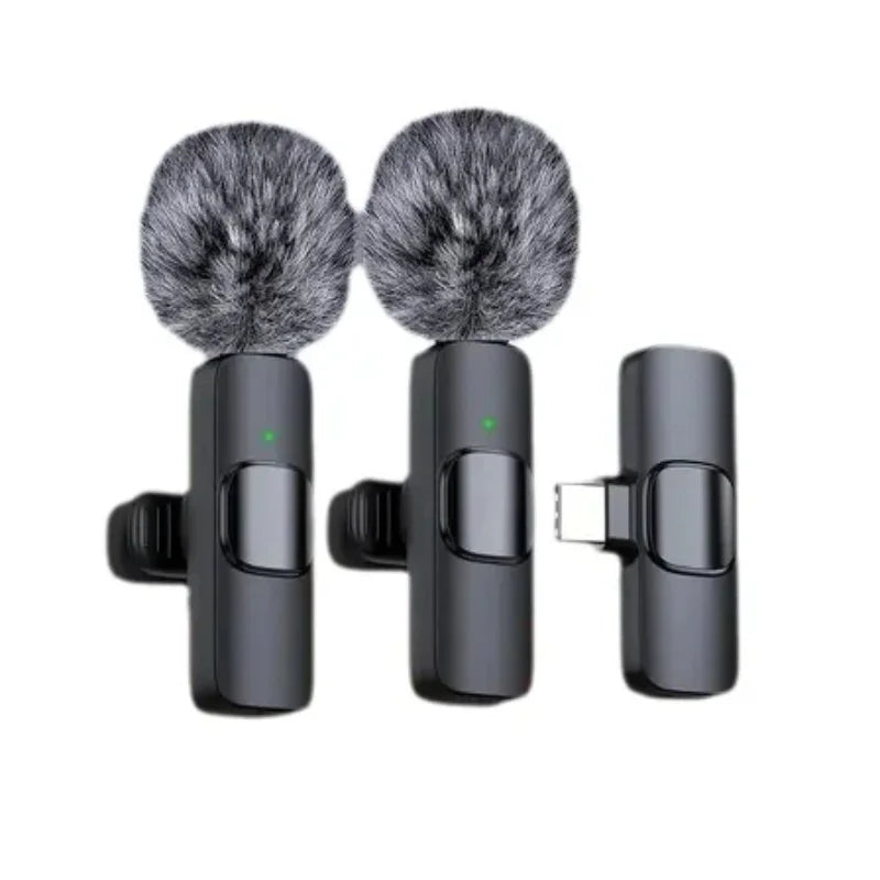 Lavalier Microphone Wireless Audio Recording Mini Replaceable Windproof Wool Microphone for Mobile Phones Shoot Vlog Youtube