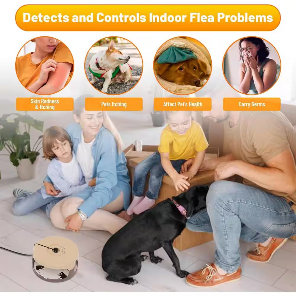 Modern Indoor Flea Traps with 8 Sticky Disc & 4 Bulbs & 2 Electric Wires, Flea Killer Bed Bug Trap Pest Control (2-Pack)