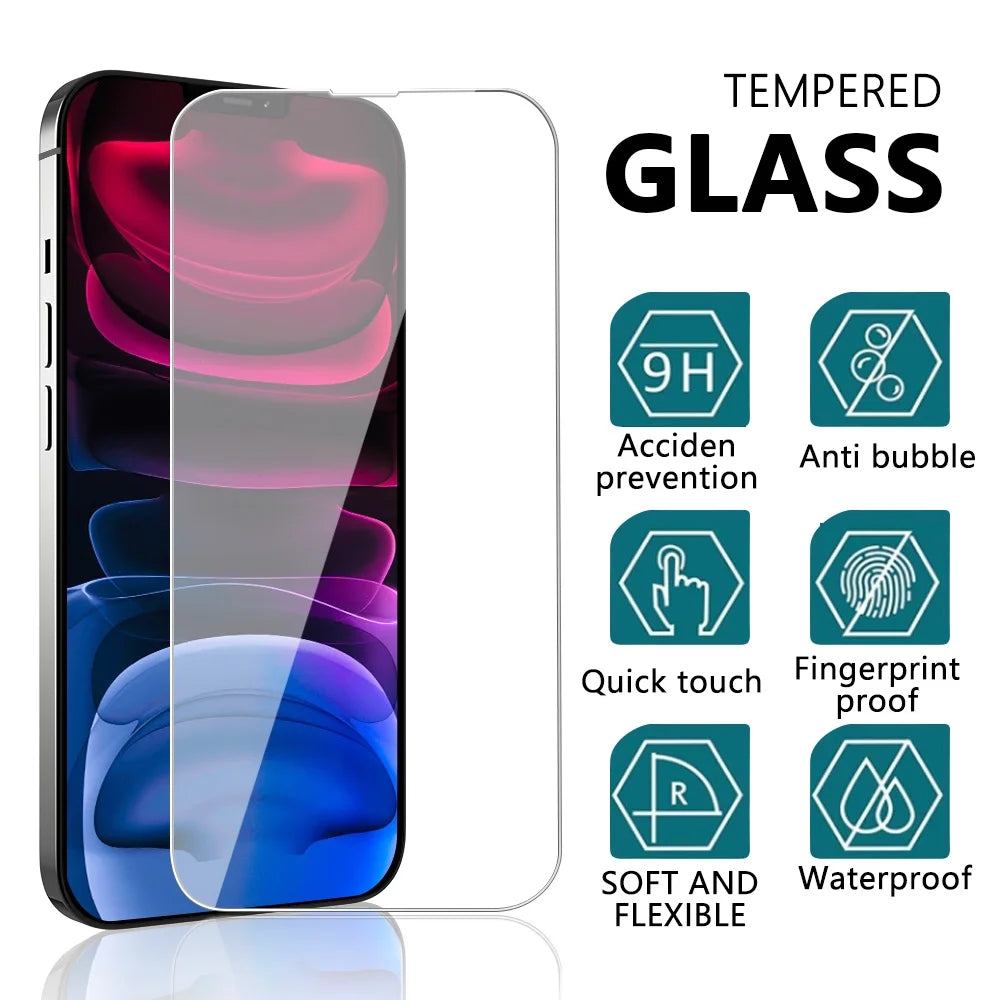 Iphone 13 Mini Screen Protector Tempered Glass + Camera Lens Protector, for Iphone 12 13 Pro Max Screen Protector, 9H Clear