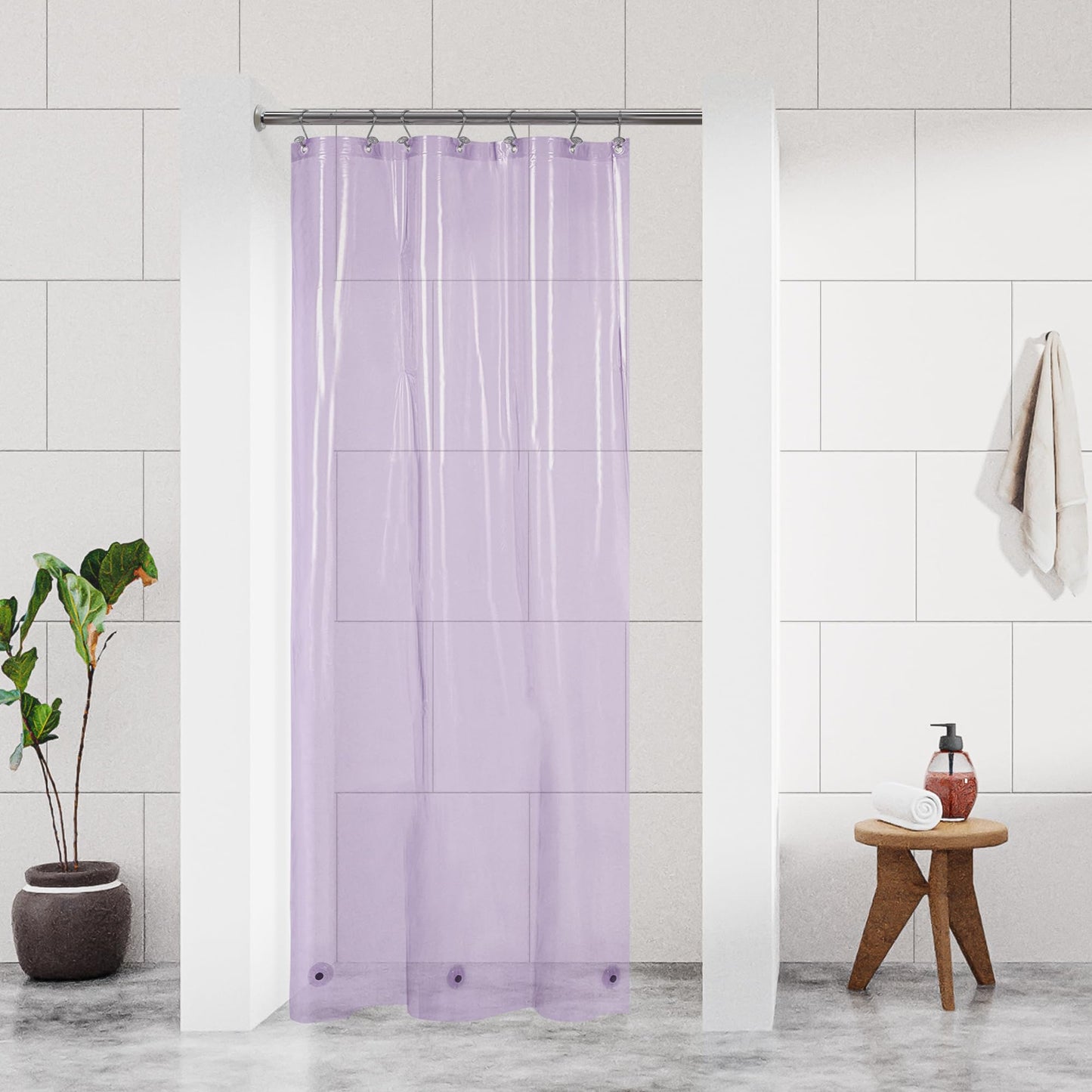 Barossa Design Plastic Shower Liner Clear - Premium PEVA Shower Curtain Liner with Rustproof Grommets and 3 Magnets, Waterproof Cute Lightweight Standard Size Bathroom Curtains - Clear