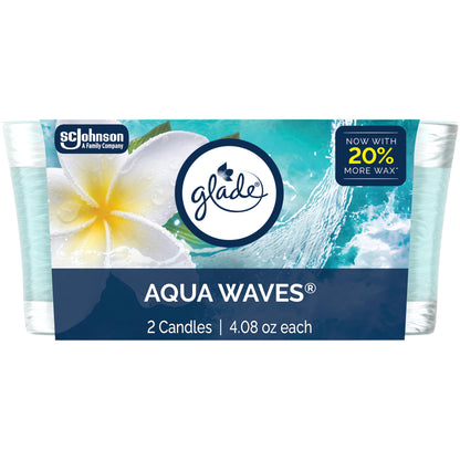 Glade 1-Wick Scented Candle Jar, Hawaiian Breeze, Air Freshener Infused with Essential Oils, 4.08 Oz, 2 Count