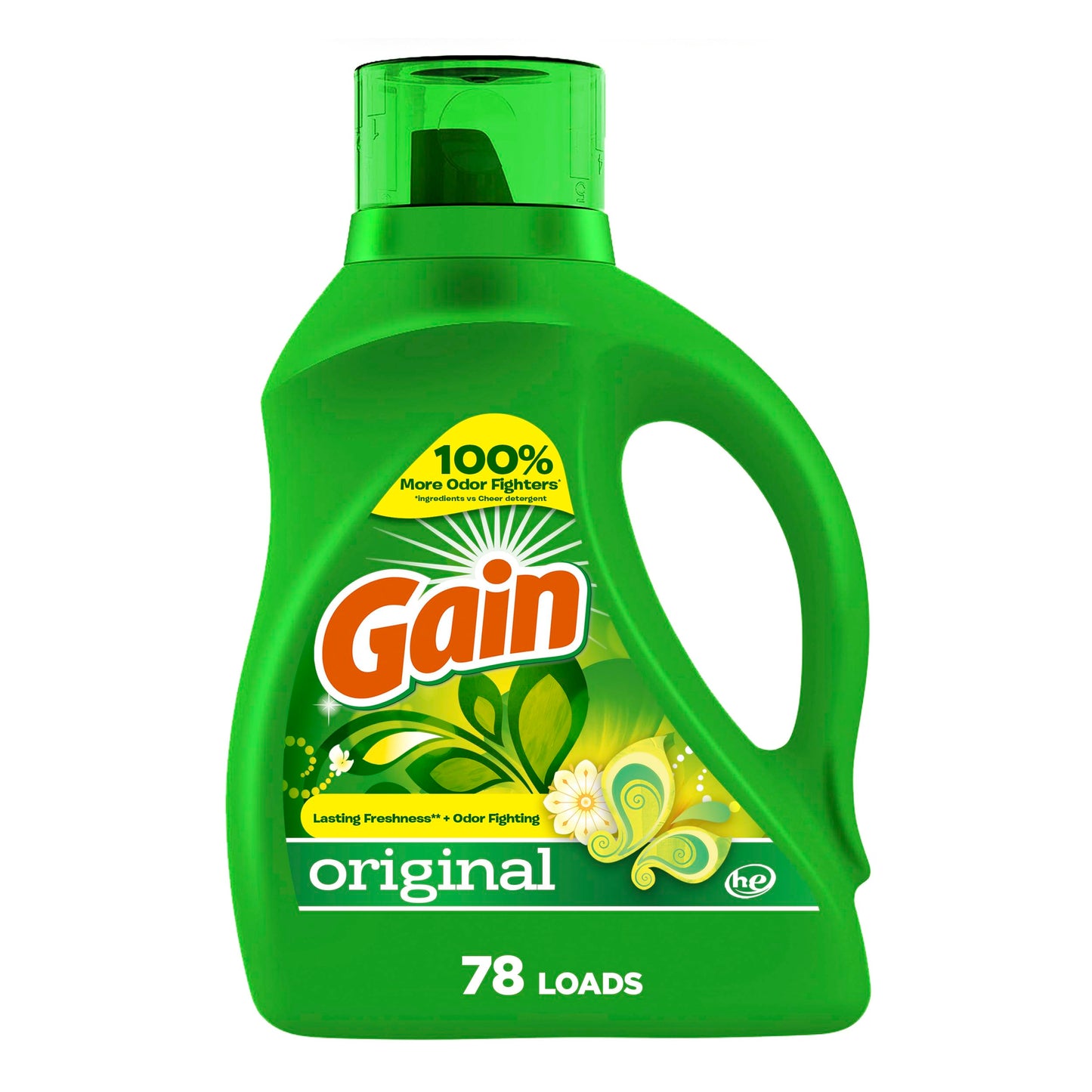 Gain + Aroma Boost Laundry Detergent Liquid, Original Scent, 107 Loads, 154 fl oz, HE Compatible Laundry Soap with Febreze and Oxi, Gain Laundry Detergent, Liquid Laundry Detergent