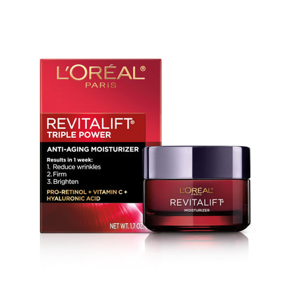 L'Oreal Paris Revitalift Triple Power Face and Neck Moisturizer, Anti Aging Face Cream with Broad Spectrum SPF 30, Pro-Retinol, Hyaluronic Acid and Vitamin C, 1 Kit