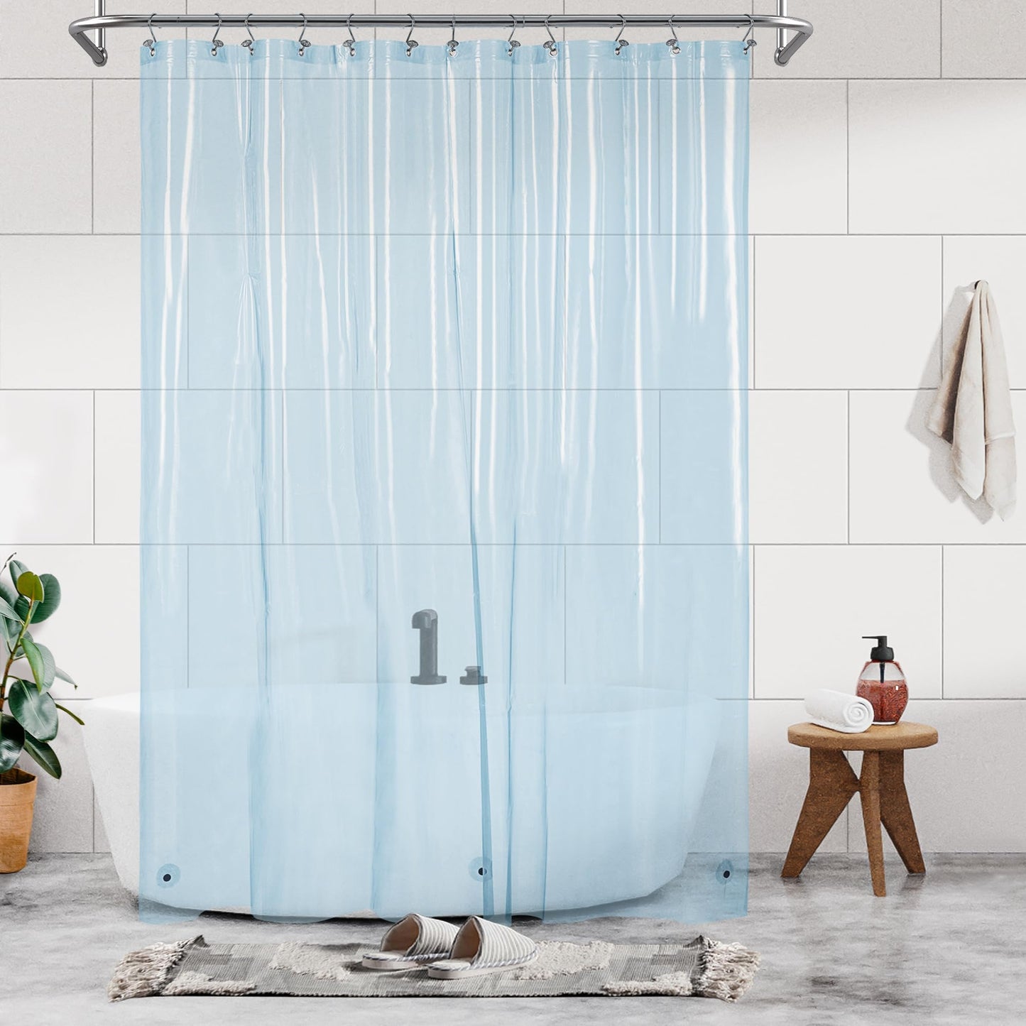 Barossa Design Plastic Shower Liner Clear - Premium PEVA Shower Curtain Liner with Rustproof Grommets and 3 Magnets, Waterproof Cute Lightweight Standard Size Bathroom Curtains - Clear