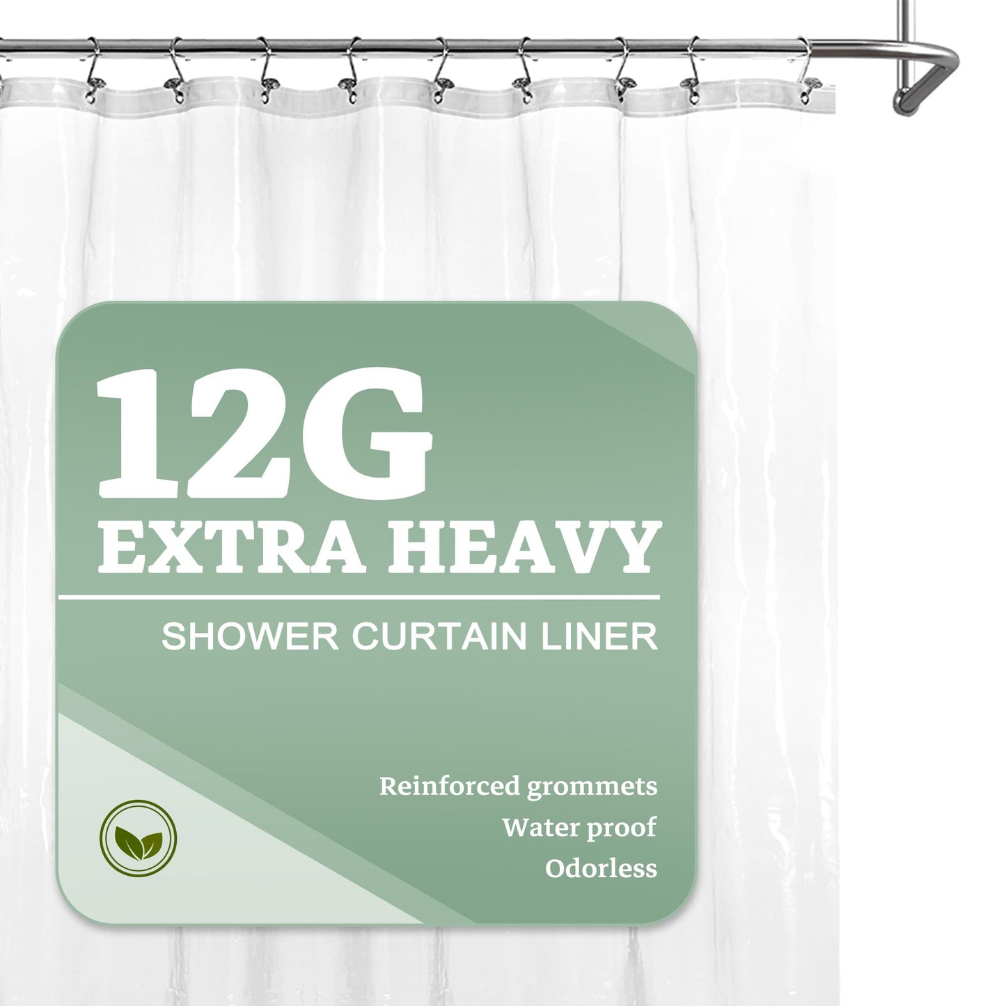 Barossa Design Plastic Shower Liner Clear - Premium PEVA Shower Curtain Liner with Rustproof Grommets and 3 Magnets, Waterproof Cute Lightweight Standard Size Bathroom Curtains - Clear