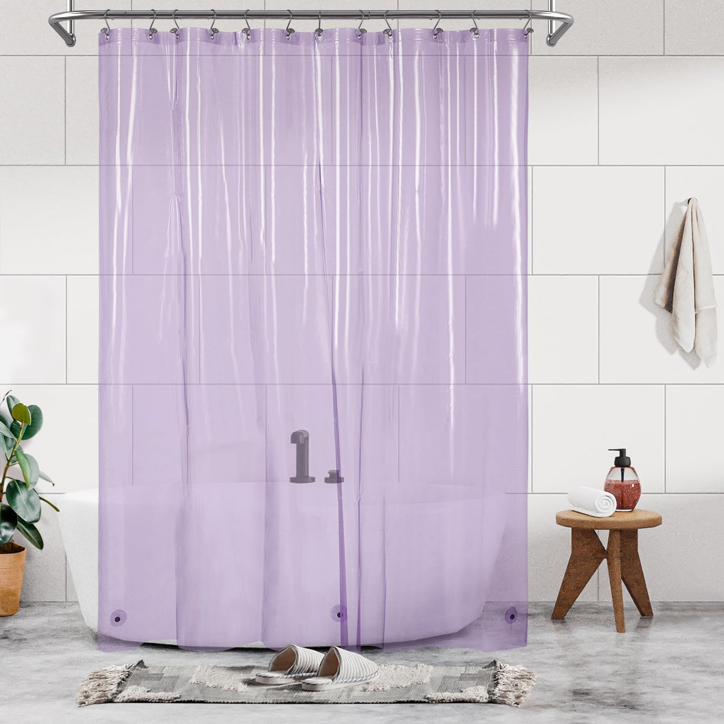 Barossa Design Plastic Shower Liner Clear - Premium PEVA Shower Curtain Liner with Rustproof Grommets and 3 Magnets, Waterproof Cute Lightweight Standard Size Bathroom Curtains - Clear