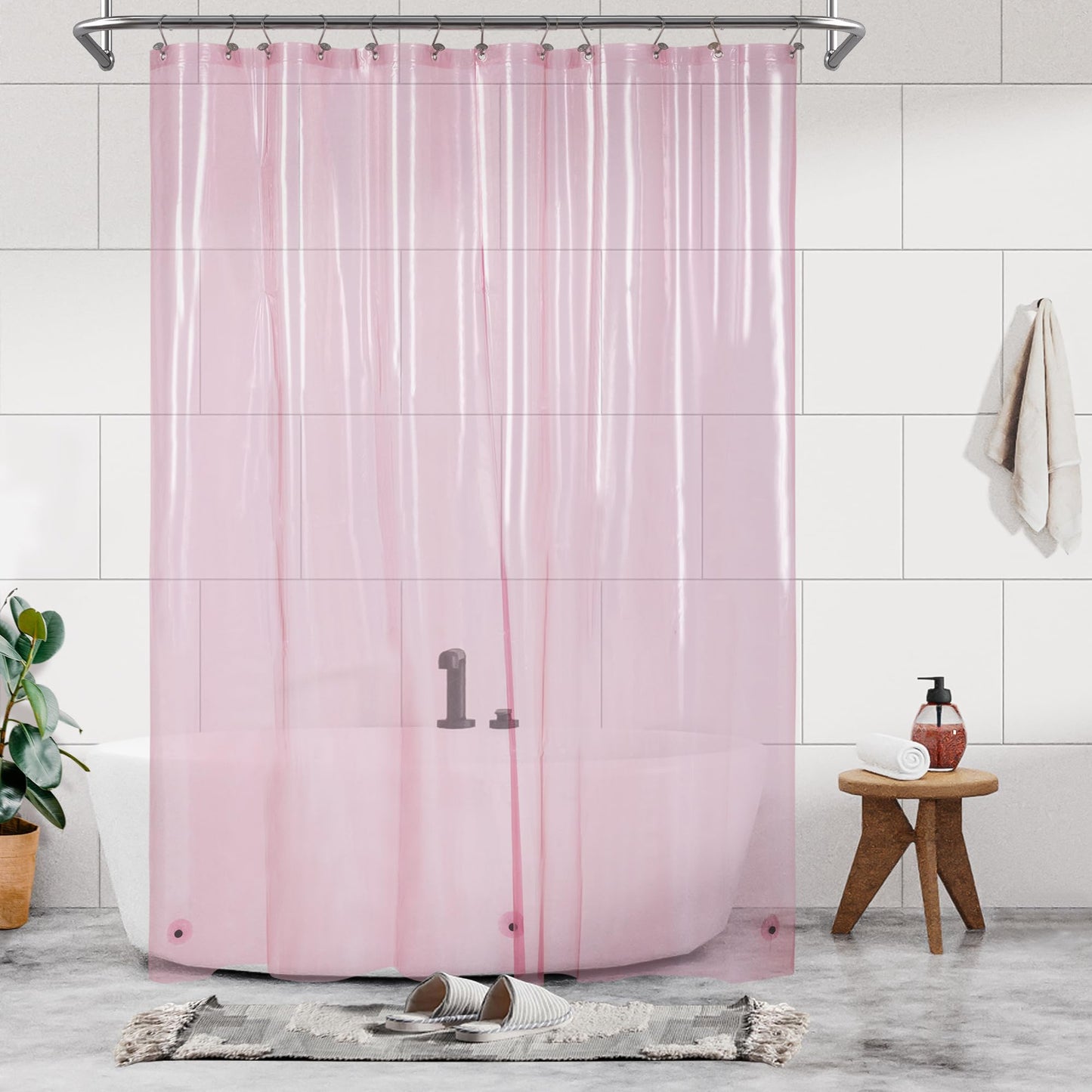 Barossa Design Plastic Shower Liner Clear - Premium PEVA Shower Curtain Liner with Rustproof Grommets and 3 Magnets, Waterproof Cute Lightweight Standard Size Bathroom Curtains - Clear