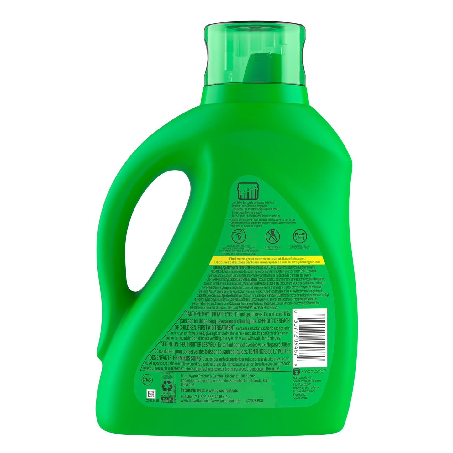 Gain + Odor Defense Liquid Laundry Detergent Super Fresh Blast Scent, HE Compatible, 107 Loads 154 fl oz, Gain Laundry Detergent, Liquid Laundry Detergent