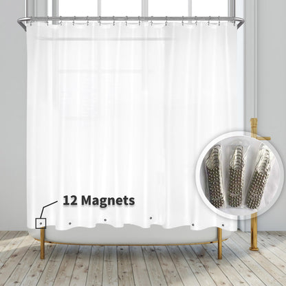 Barossa Design Plastic Shower Liner Clear - Premium PEVA Shower Curtain Liner with Rustproof Grommets and 3 Magnets, Waterproof Cute Lightweight Standard Size Bathroom Curtains - Clear