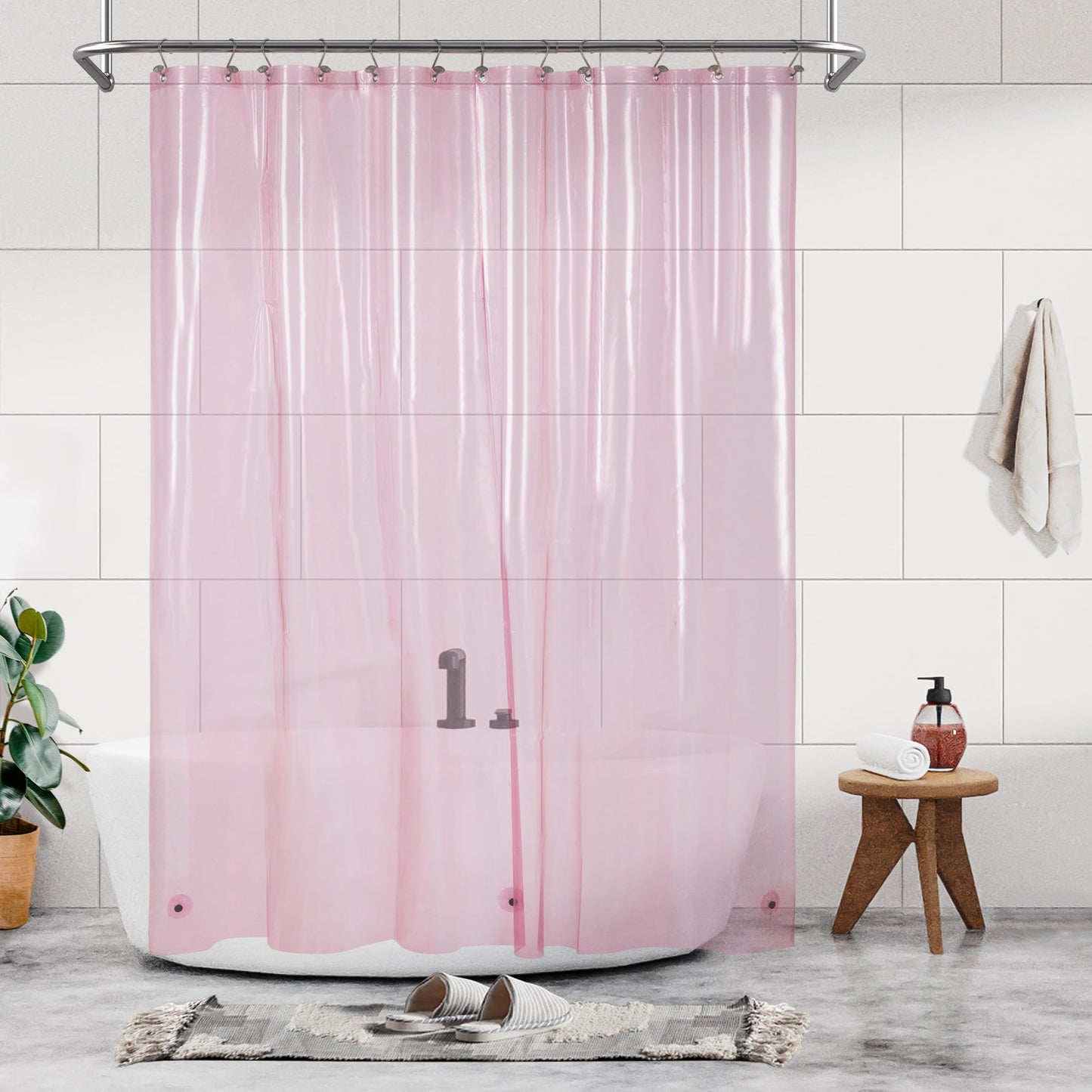 Barossa Design Plastic Shower Liner Clear - Premium PEVA Shower Curtain Liner with Rustproof Grommets and 3 Magnets, Waterproof Cute Lightweight Standard Size Bathroom Curtains - Clear