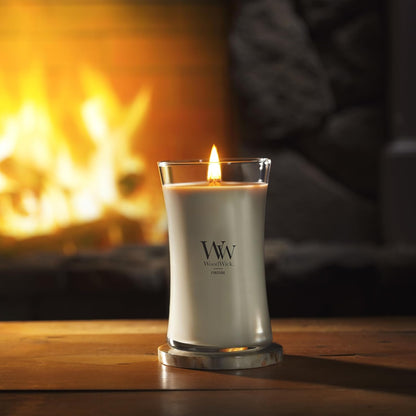 WoodWick Large Hourglass Fireside Candle, Premium Soy Blend Wax, Crackles as it burns, Perfect for Gifting, 21oz