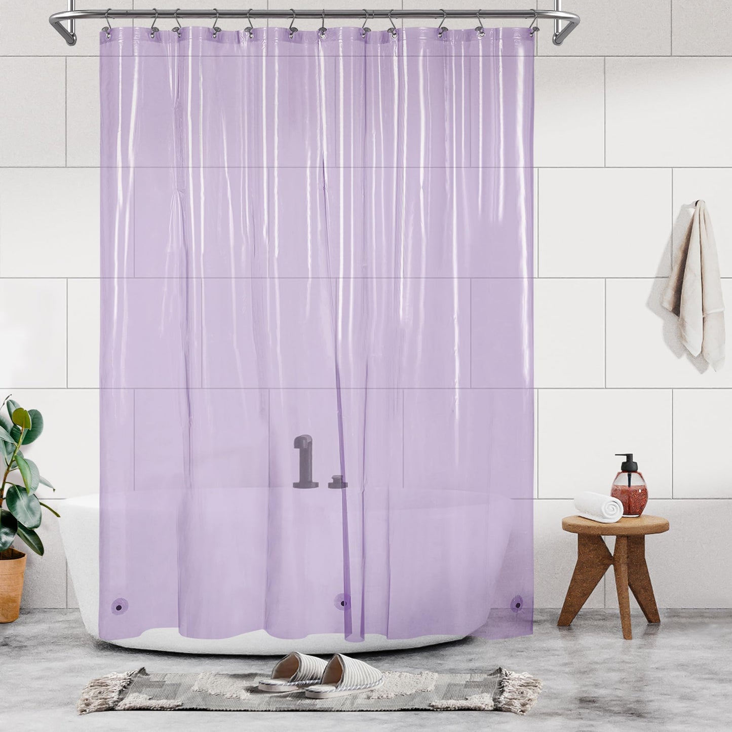 Barossa Design Plastic Shower Liner Clear - Premium PEVA Shower Curtain Liner with Rustproof Grommets and 3 Magnets, Waterproof Cute Lightweight Standard Size Bathroom Curtains - Clear