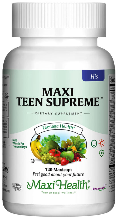 Maxi Health Teen Multivitamin for Girls 12-17 years, Natural Vitamins and Minerals Enhances Development and Immune Health, Best Kosher Supplement for Teenagers, 60 Count