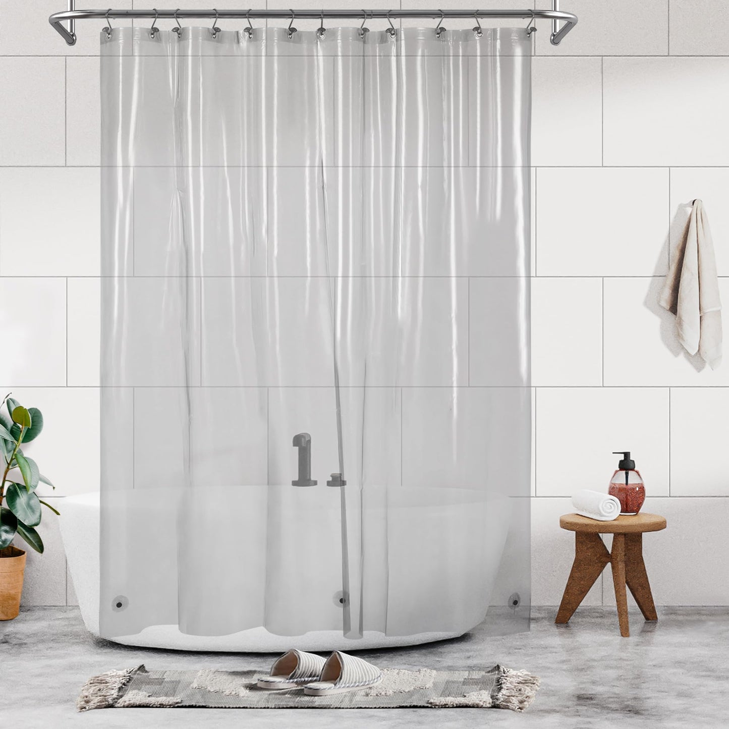 Barossa Design Plastic Shower Liner Clear - Premium PEVA Shower Curtain Liner with Rustproof Grommets and 3 Magnets, Waterproof Cute Lightweight Standard Size Bathroom Curtains - Clear