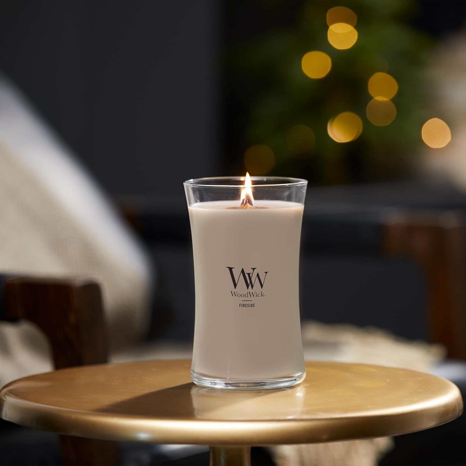 WoodWick Large Hourglass Fireside Candle, Premium Soy Blend Wax, Crackles as it burns, Perfect for Gifting, 21oz